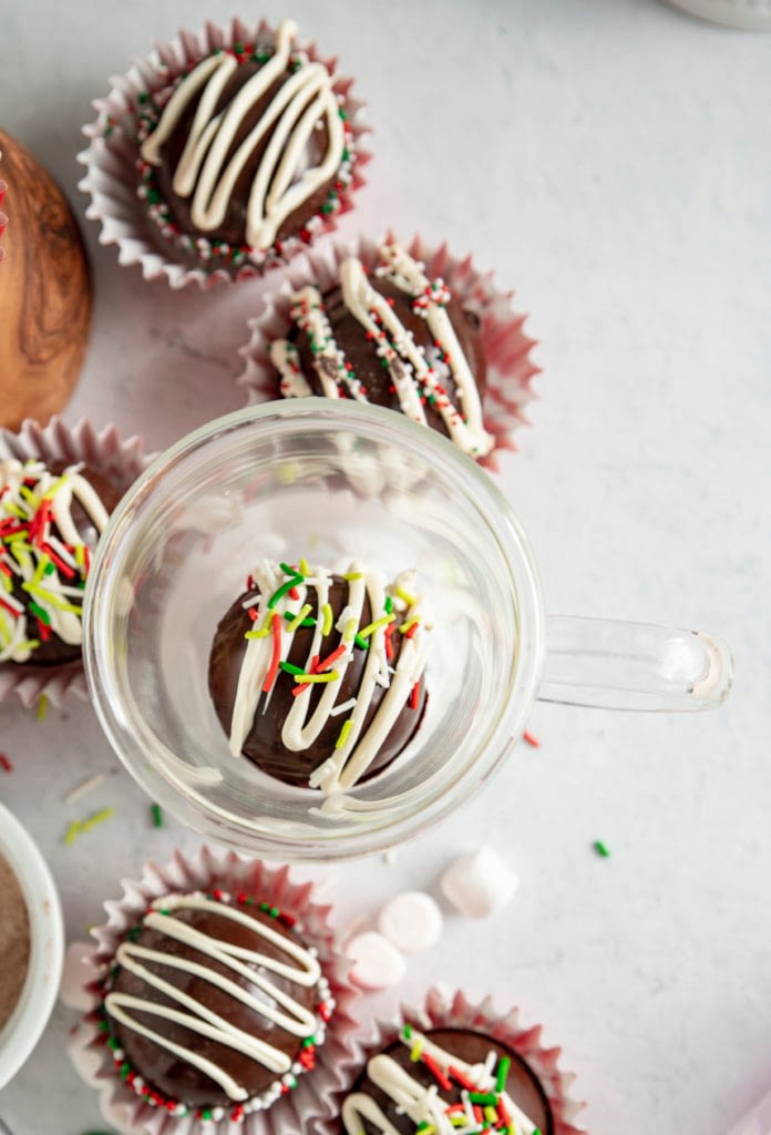 Hot Cocoa Bomb Recipe. Showing decorated cocoa bombs.