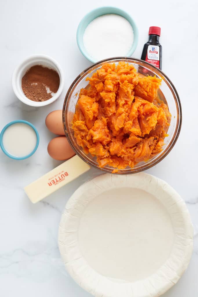 Southern Sweet Potato Pie Ingredients. Find Recipe at eriqueberry.co. 